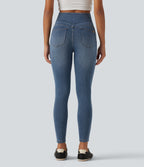 Denim Heat High Waisted Casual Jeans with Pockets — Blue Jasper Denim — view 2