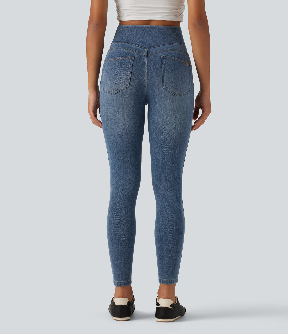 Denim Heat High Waisted Casual Jeans with Pockets — Blue Jasper Denim — view 2