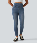 Denim Heat High Waisted Casual Jeans with Pockets — Blue Jasper Denim — view 1