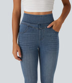 Denim Heat High Waisted Casual Jeans with Pockets — Blue Jasper Denim — view 4