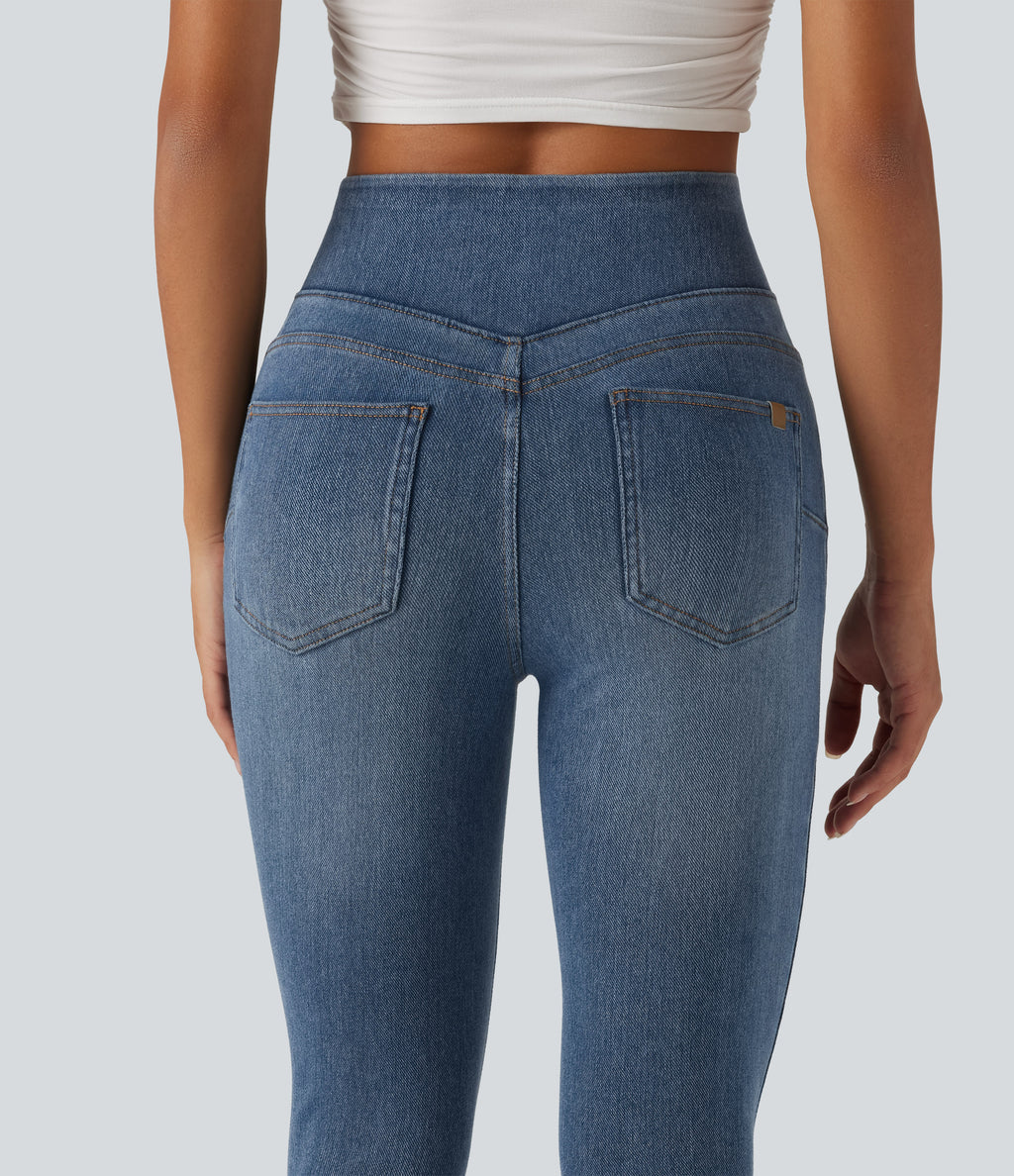 Denim Heat High Waisted Casual Jeans with Pockets — Blue Jasper Denim — view 5