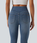 Denim Heat High Waisted Casual Jeans with Pockets — Blue Jasper Denim — view 5