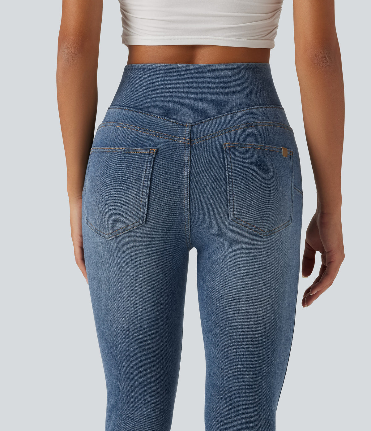 Denim Heat High Waisted Casual Jeans with Pockets — Blue Jasper Denim — view 5