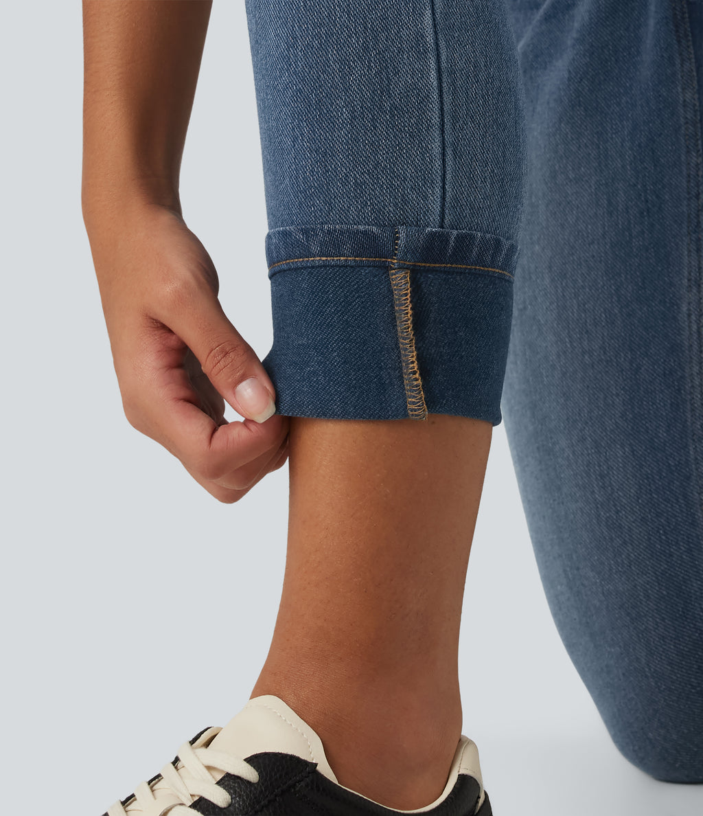 Denim Heat High Waisted Casual Jeans with Pockets — Blue Jasper Denim — view 6