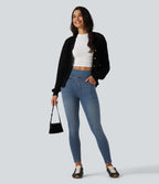 Denim Heat High Waisted Casual Jeans with Pockets — Blue Jasper Denim — view 8