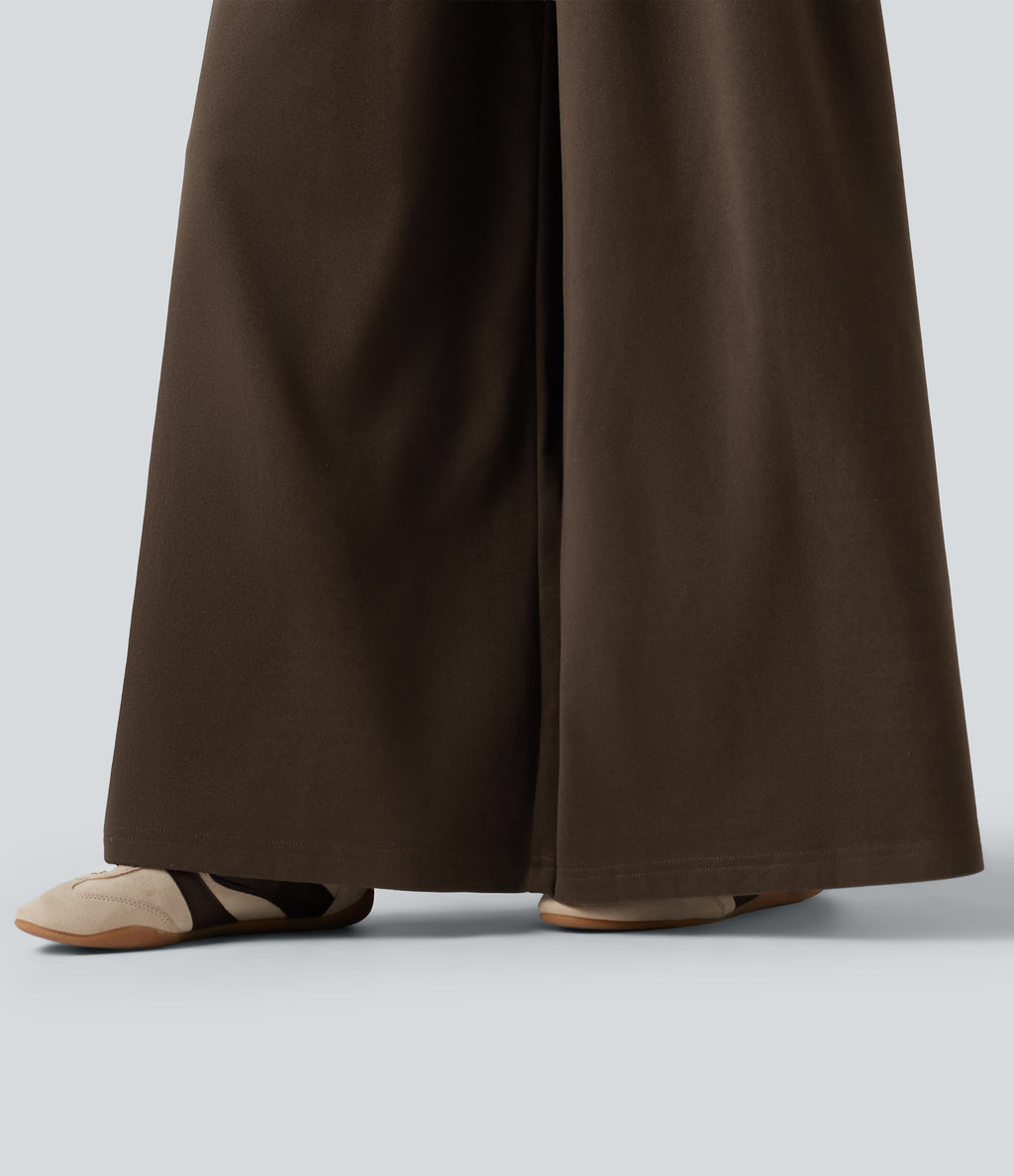 High Waisted Tummy Control Baggy Casual Trousers with Pockets — Demitasse — view 6