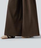 High Waisted Tummy Control Baggy Casual Trousers with Pockets — Demitasse — view 6