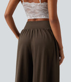 High Waisted Tummy Control Baggy Casual Trousers with Pockets — Demitasse — view 4