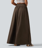 High Waisted Tummy Control Baggy Casual Trousers with Pockets — Demitasse — view 2