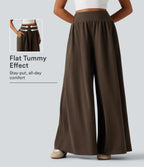 High Waisted Tummy Control Baggy Casual Trousers with Pockets — Demitasse — view 1