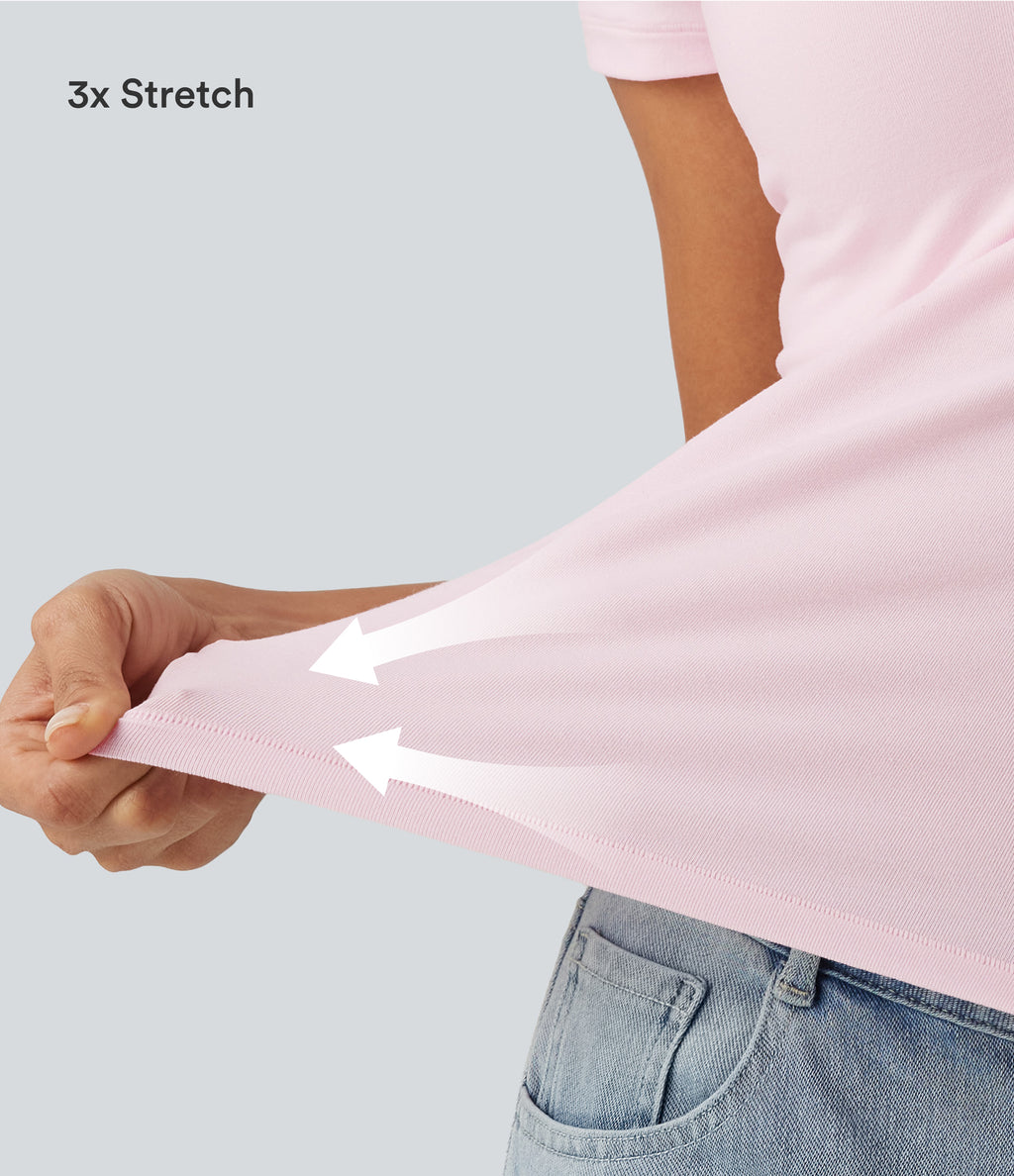 Cotton Jersey Scoop Neck Short Sleeve Built-in Bra Casual T-Shirt B-DD Cups — Tender Touch — view 6