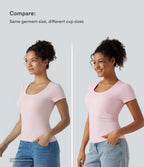 Cotton Jersey Scoop Neck Short Sleeve Built-in Bra Casual T-Shirt B-DD Cups — Tender Touch — view 4