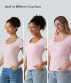 Cotton Jersey Scoop Neck Short Sleeve Built-in Bra Casual T-Shirt B-DD Cups — Tender Touch — view 3