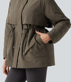 Hooded Long Sleeve Casual Padded Jacket with Pockets — Stone Gray — view 8