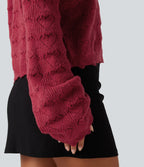 Round Neck Dropped Shoulder Long Sleeve Casual Jumper — Karanda Red — view 6