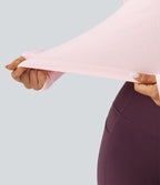 OneForm Seamless Flow Scoop Neck Long Sleeve Eyelet Yoga Sports Top — Raindrops on Roses — view 5