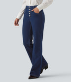 Mid Rise Flare Casual Jeans with Pockets — Pageant Blue Denim — view 3