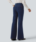 Mid Rise Flare Casual Jeans with Pockets — Pageant Blue Denim — view 2