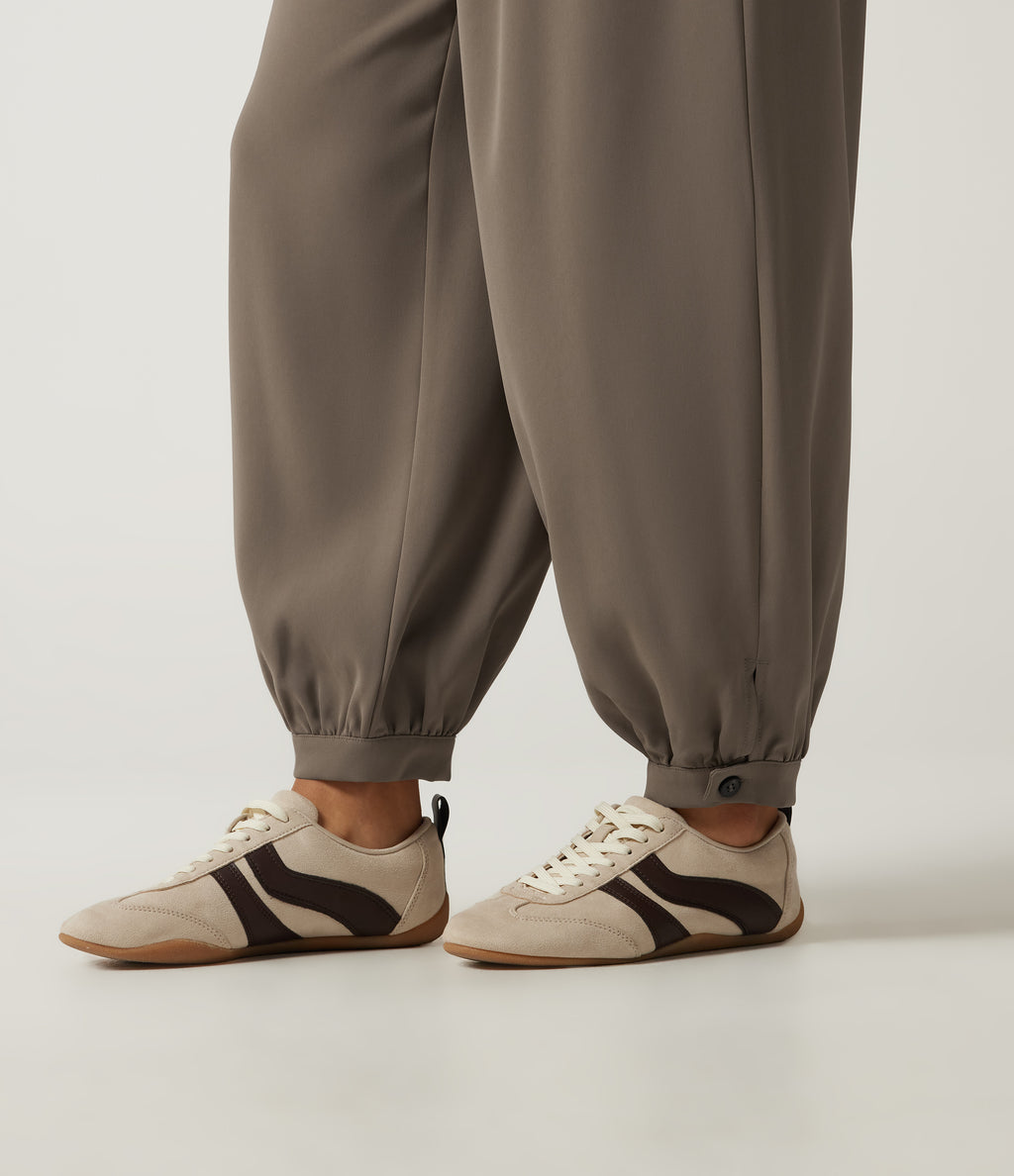 High Waisted Casual Bloomer Trousers with Pockets — Coffee Quartz — view 7