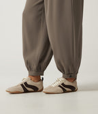 High Waisted Casual Bloomer Trousers with Pockets — Coffee Quartz — view 7