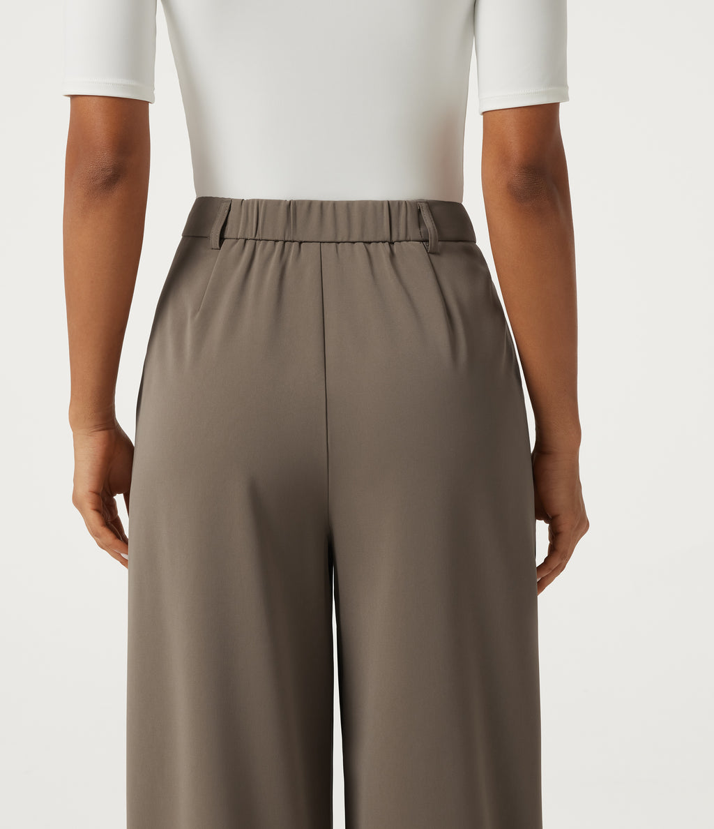 High Waisted Casual Bloomer Trousers with Pockets — Coffee Quartz — view 6