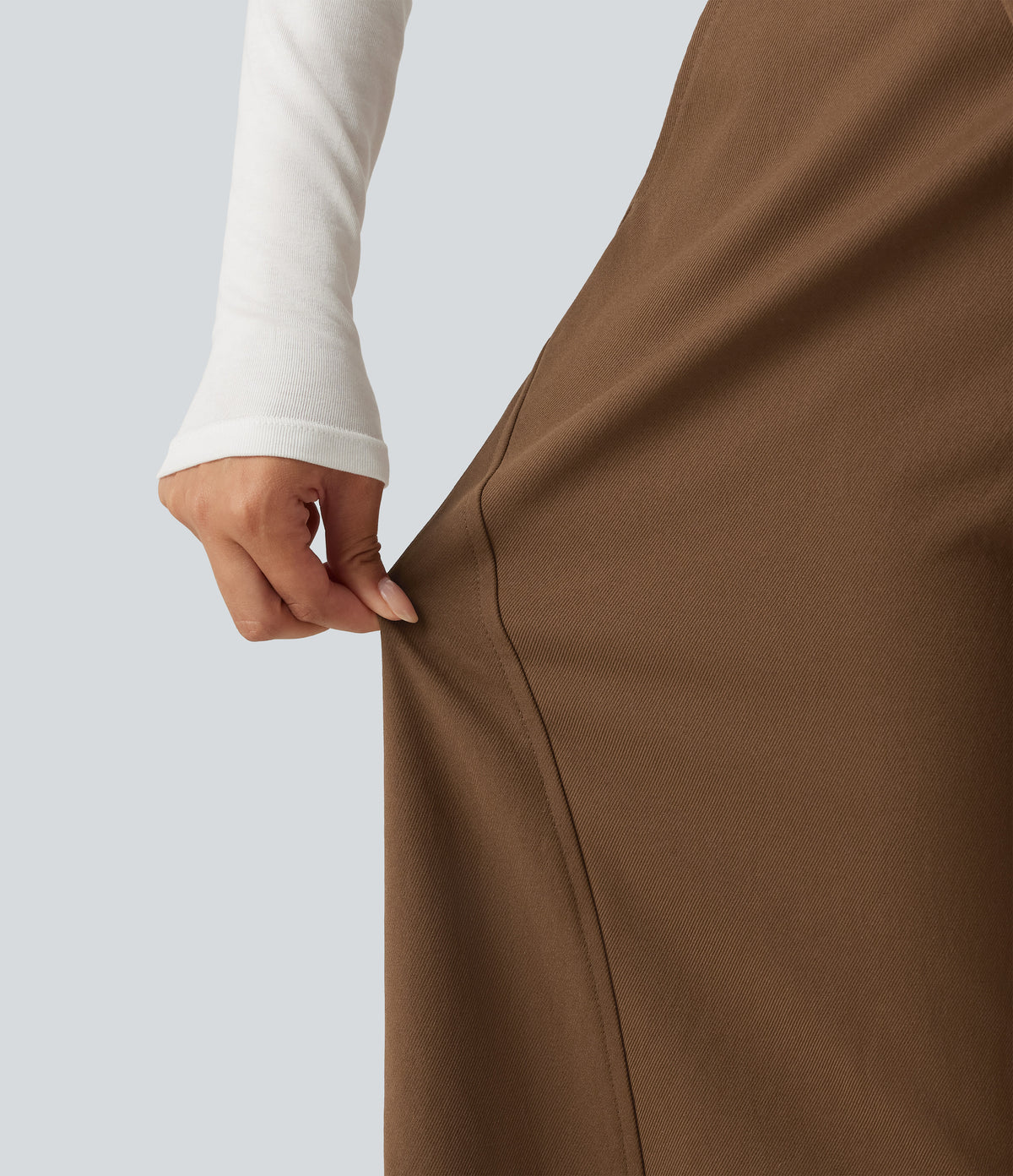 Mid Rise Asymmetric Baggy Casual Trousers with Pockets — Nuthatch — view 8