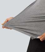 Boat Neck Long Sleeve Tie Side Uneven Hem Casual T-Shirt — Mottled Light Grey — view 6