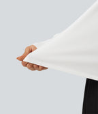 V Neck Long Sleeve Waffle Yoga Top — White — view 5
