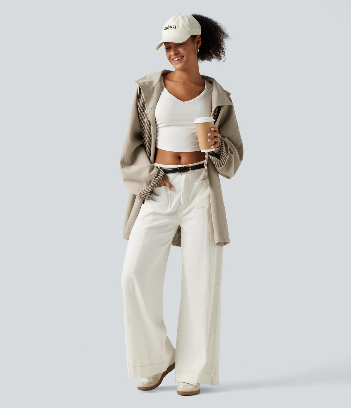 Hooded Raglan Long Sleeve Work Jacket with Pockets — Feather Gray — view 8