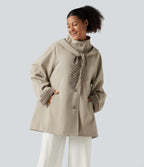 Hooded Raglan Long Sleeve Work Jacket with Pockets — Feather Gray — view 3
