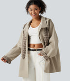 Hooded Raglan Long Sleeve Work Jacket with Pockets — Feather Gray — view 5