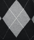 Off Shoulder Long Sleeve Gingham Casual Jumper — Charcoal Argyle — view 7