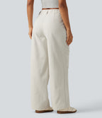 High Waisted Wide Leg Casual Trousers with Pockets — Alabaster Veil — view 2