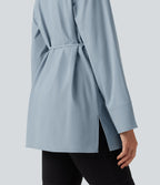 Color Block Belted Long Sleeve Work Shirt — Mountain Spring — view 7