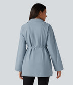 Color Block Belted Long Sleeve Work Shirt — Mountain Spring — view 2