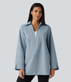 Color Block Belted Long Sleeve Work Shirt — Mountain Spring — view 5