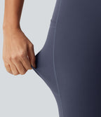 Low Rise Drawstring Bootcut Yoga Leggings with Pockets — Mood Indigo — view 7
