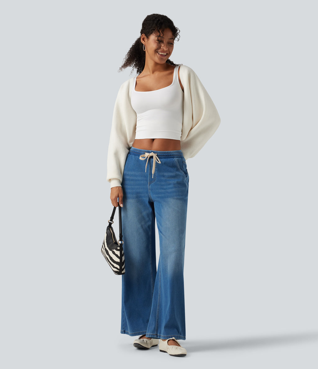 Long Sleeve Open Front Casual Cardigan — Cheese White — view 6