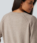 Henley Neck Long Sleeve Casual Jumper — Oatstone Beige — view 5