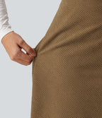 Mid Rise A-Line Corduroy Midi Work Skirt with Pockets — Butternut — view 6