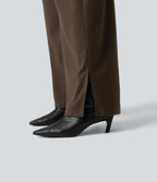 High Waisted Wide Leg Work Trousers with Pockets — Demitasse — view 6