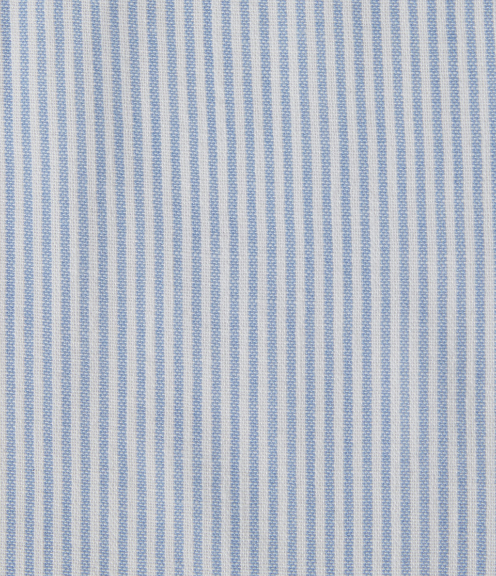 Long Sleeve Curved Hem Stripe Work Linen-Feel Shirt with Pocket — Seven Seas - Nautical Blue & White Stripes — view 7