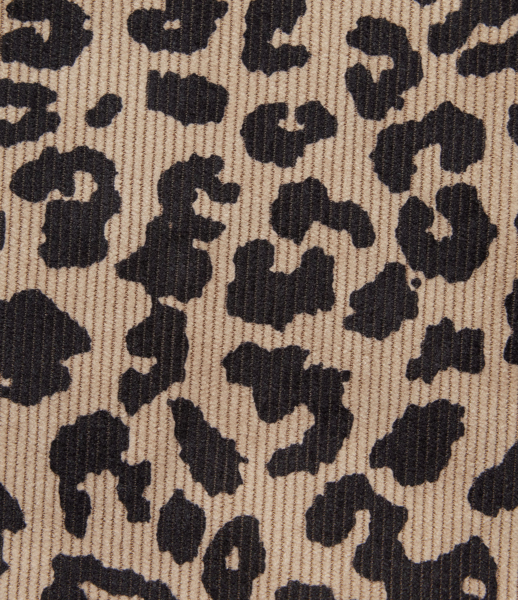 High Waisted 2-in-1 A-Line Leopard Print Corduroy Mini Casual Skirt with Pocket — Black Coffee Leopard Print — view 8