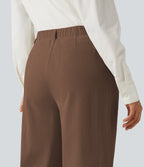 High Waisted Wide Leg Corduroy Casual Trousers with Pockets — Cappuccino — view 4