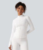 PuffFlex 3-in-1 Removable Hooded Long Sleeve Thumb Holes Casual Puffer Jacket with Pockets — White — view 5