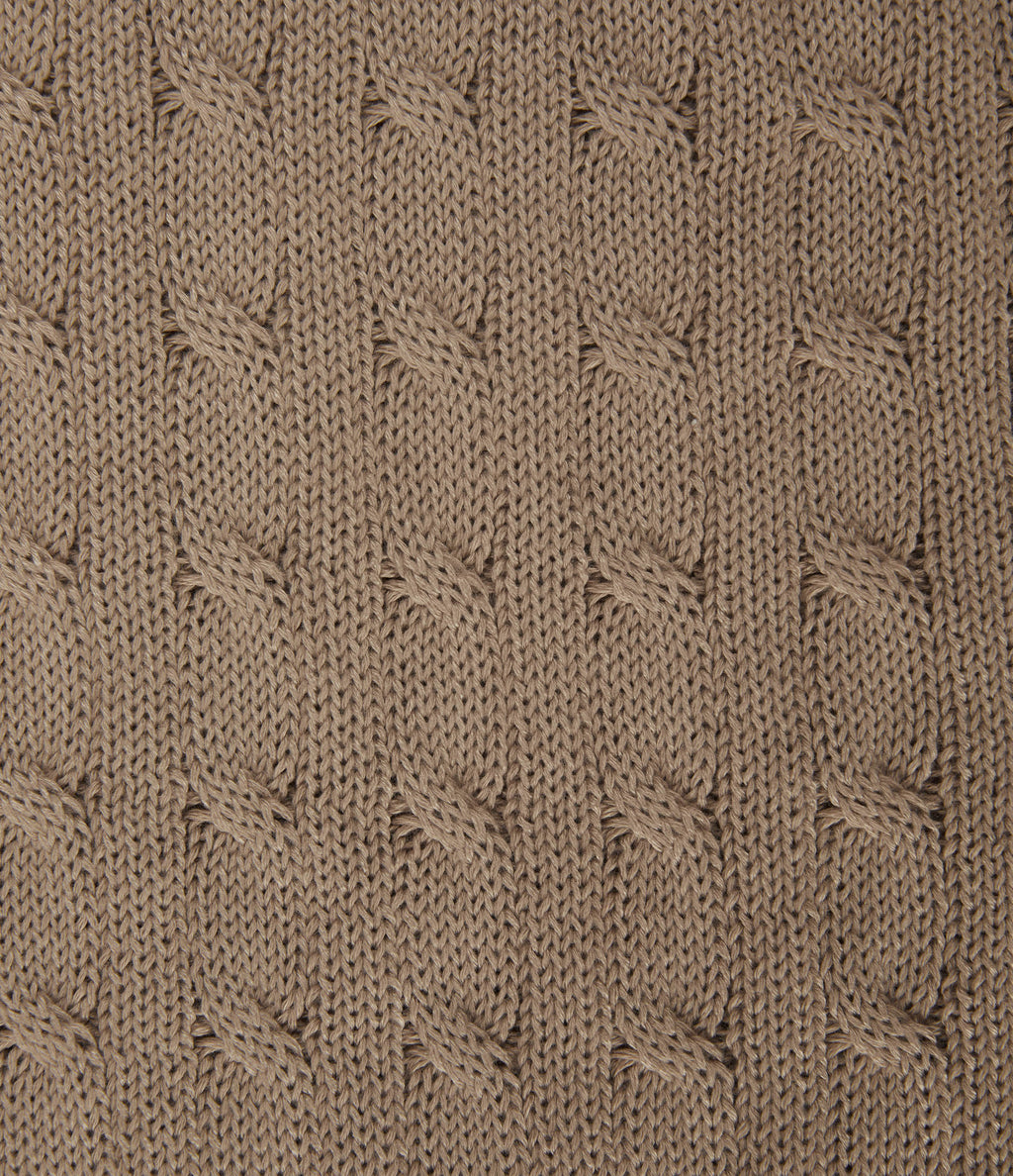 Cable Knit V Neck Long Sleeve Work Jumper — Bronzed Cider — view 8