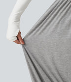 High Waisted Relaxed Casual Jogger with Pockets — Gray White Mix — view 7