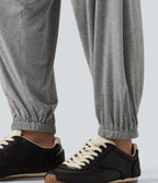 High Waisted Relaxed Casual Jogger with Pockets — Gray White Mix — view 6