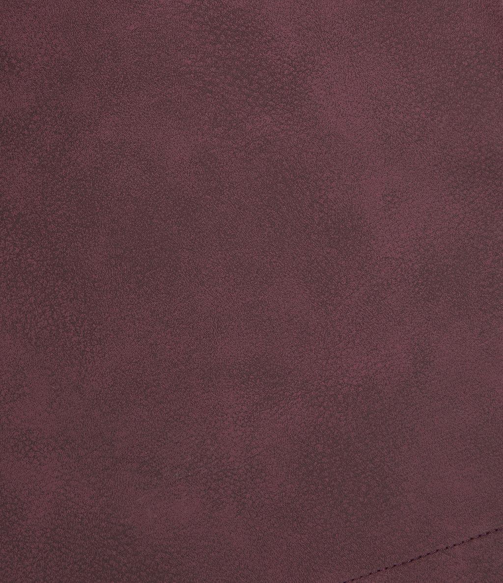 High Waisted A-Line 2-in-1 PU Mini Casual Skirt — Burgundy Fine Grain — view 8