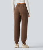 SpacerTek Mid Rise Tapered Casual Sweatpants with Pockets — Cocoa Brown — view 2